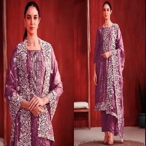 High Quality Georgette Embroidery Semi stitched New Stylish Party Salwar Kameez 4 Piece for Women