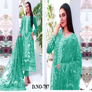 High Quality Georgette Embroidery Semi stitched New Stylish Party Salwar Kameez 4 Piece for Women