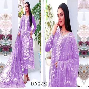 High Quality Georgette Embroidery Semi stitched New Stylish Party Salwar Kameez 4 Piece for Women