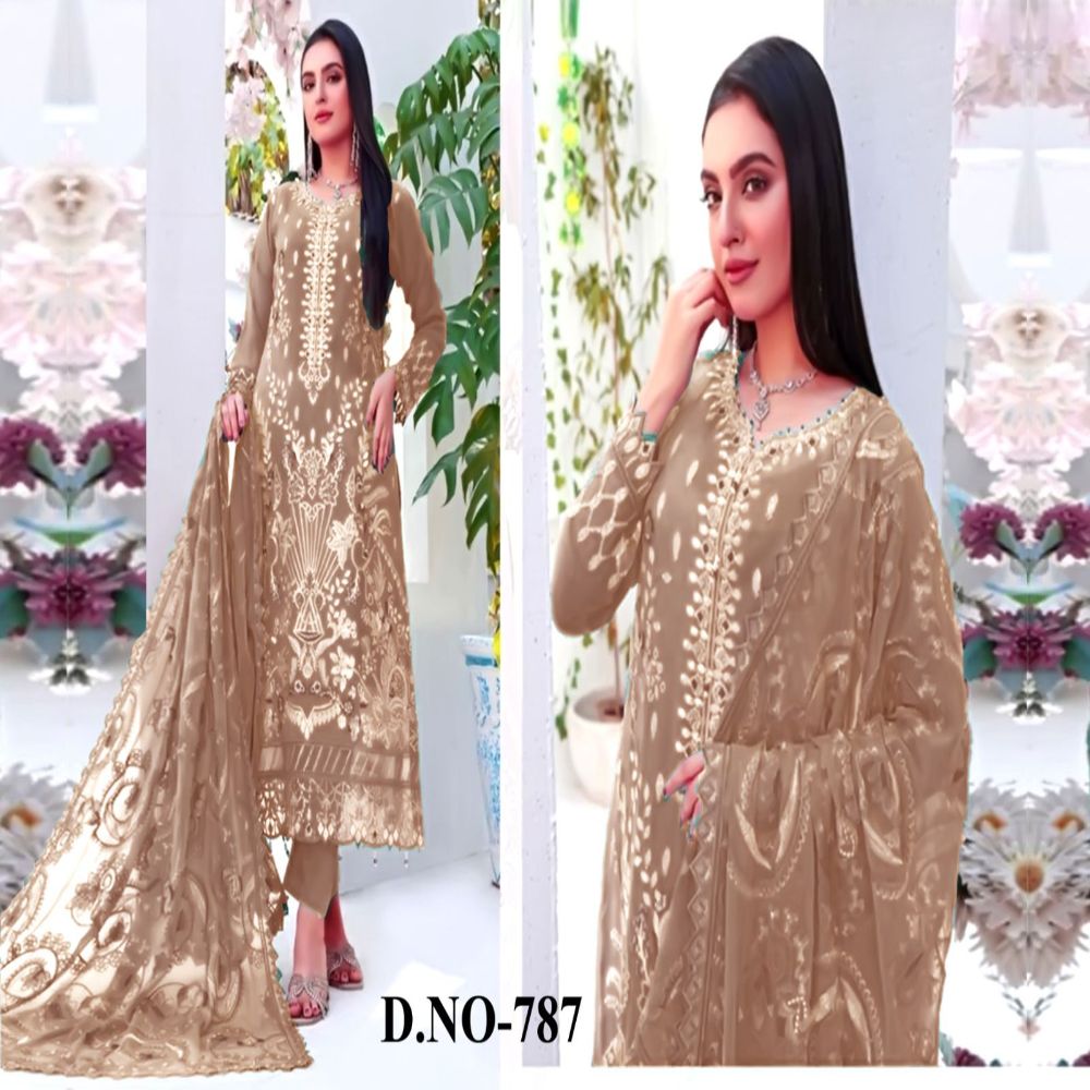 High Quality Georgette Embroidery Semi stitched New Stylish Party Salwar Kameez 4 Piece for Women