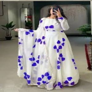 Georgette Screen Print Readymade New Stylish Gown 3pcs for Women