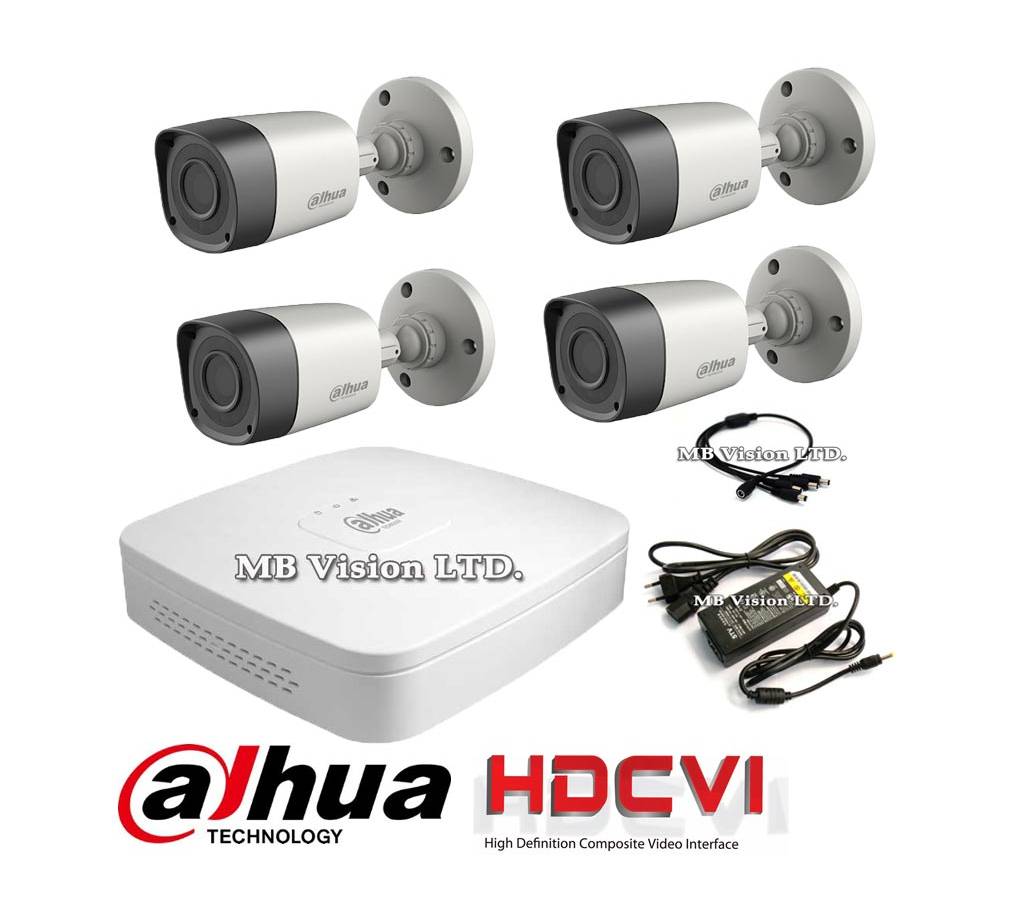 CCTV Package Dahua 4 Channel XVR 4 Pcs ফুল HD ক্যামেরা বাংলাদেশ - 885537