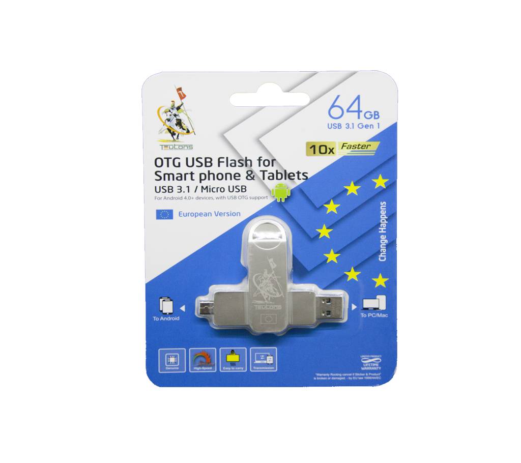 TEUTONS OTG USB ফ্লাশ ড্রাইভ 64 GB বাংলাদেশ - 779497