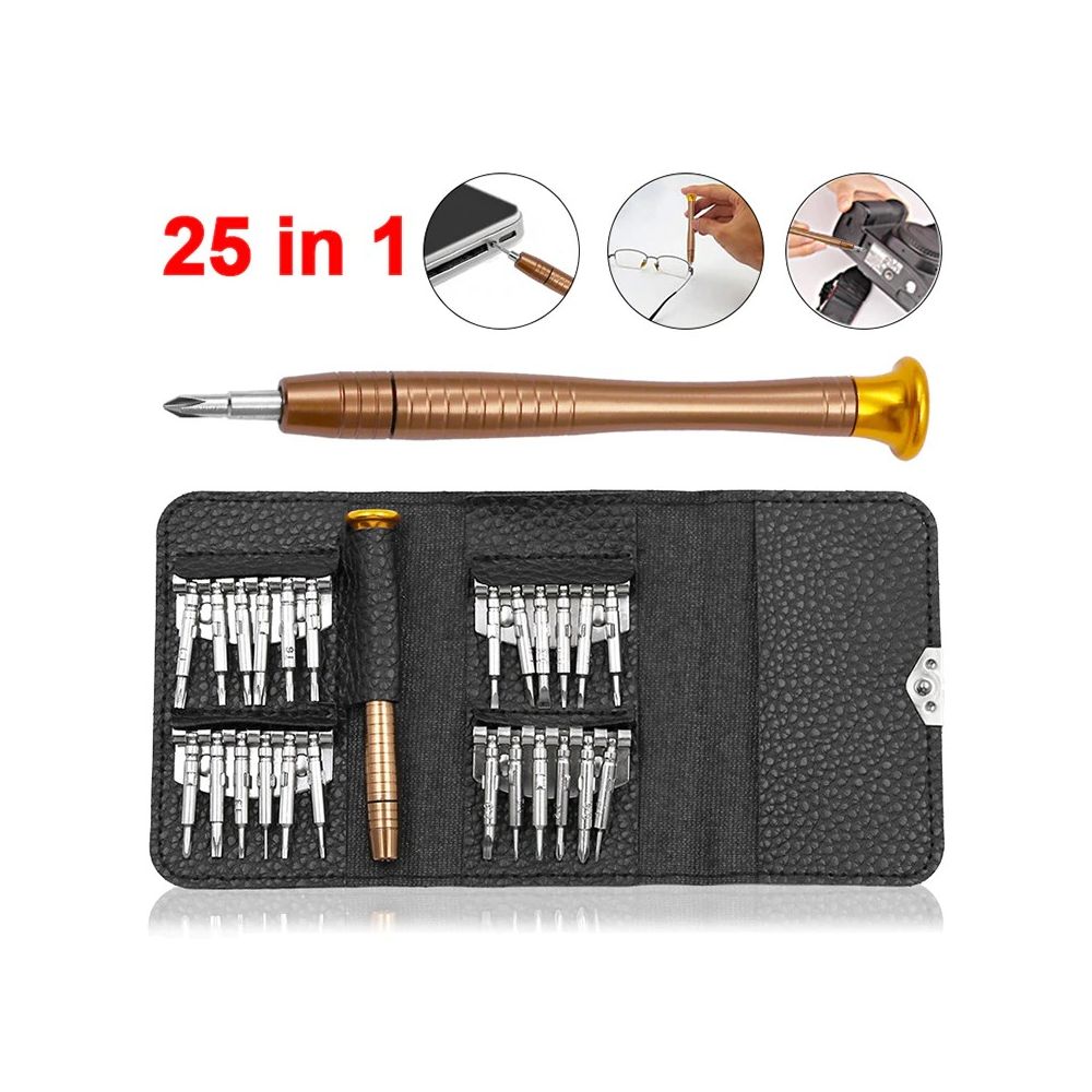 XW-6025 25 in1 Portable Interchangeable Screwdriver Set for Telecommunication Mobile Phone Repair Tool Kit Wallet Type for iPhone iPad Laptop