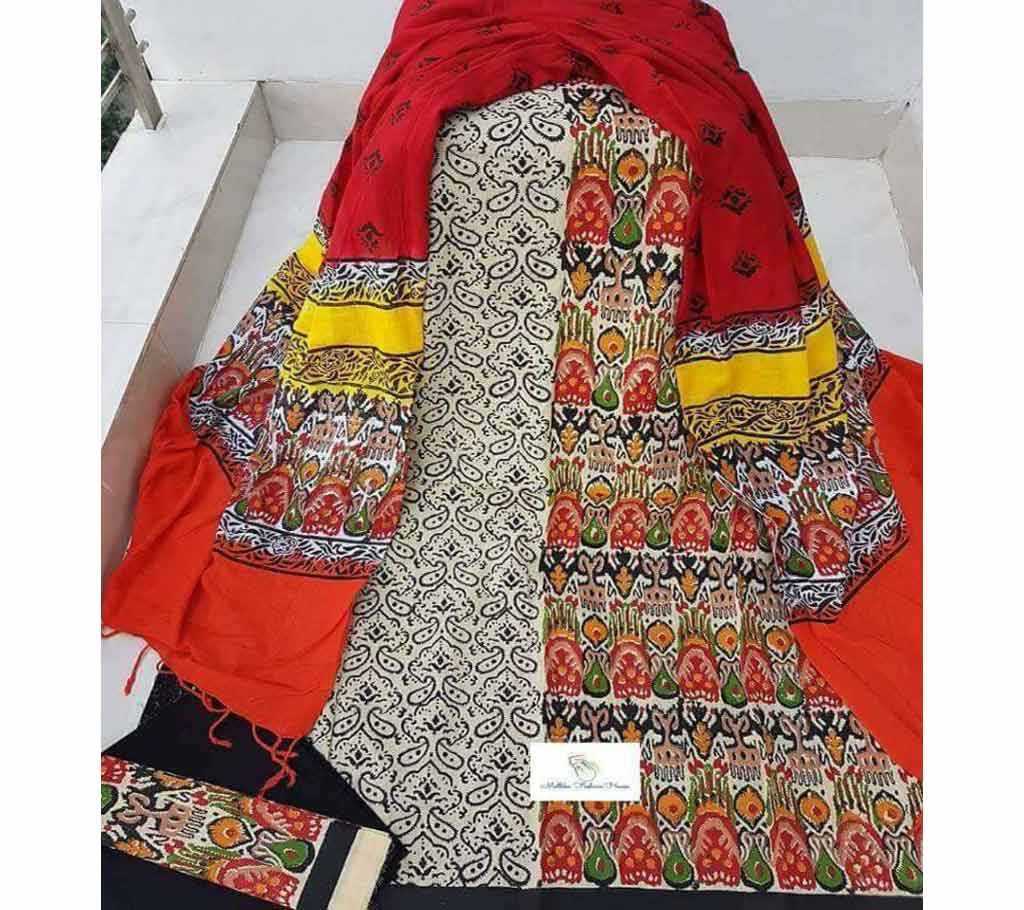 Unstitched Cotton Three Piece Dress - Copy বাংলাদেশ - 744421