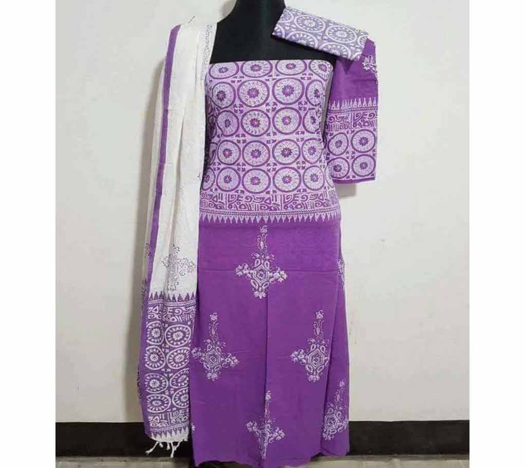 Unstitched Cotton Three Piece Dress - Copy বাংলাদেশ - 744439