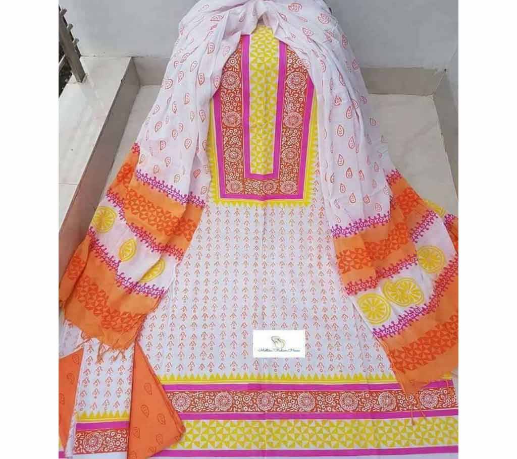Unstitched Cotton Three Piece Dress - Copy বাংলাদেশ - 744442