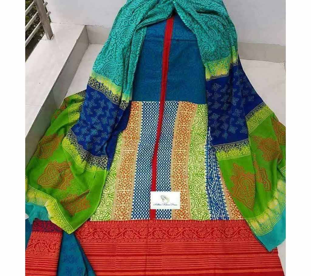 Unstitched Cotton Three Piece Dress - Copy বাংলাদেশ - 744448