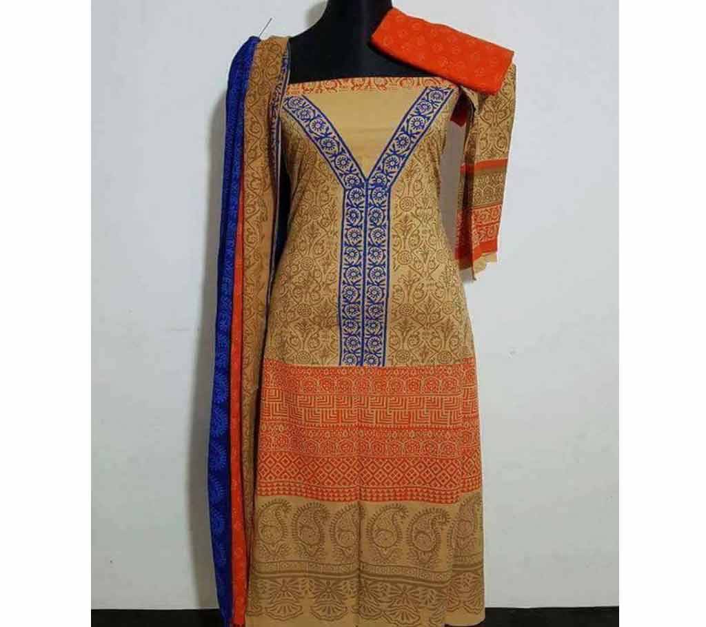 Unstitched Cotton Three Piece Dress - Copy বাংলাদেশ - 744458