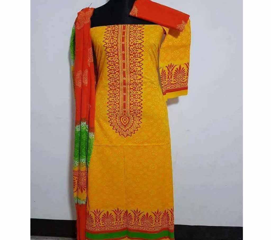 Unstitched Cotton Three Piece Dress - Copy বাংলাদেশ - 744464