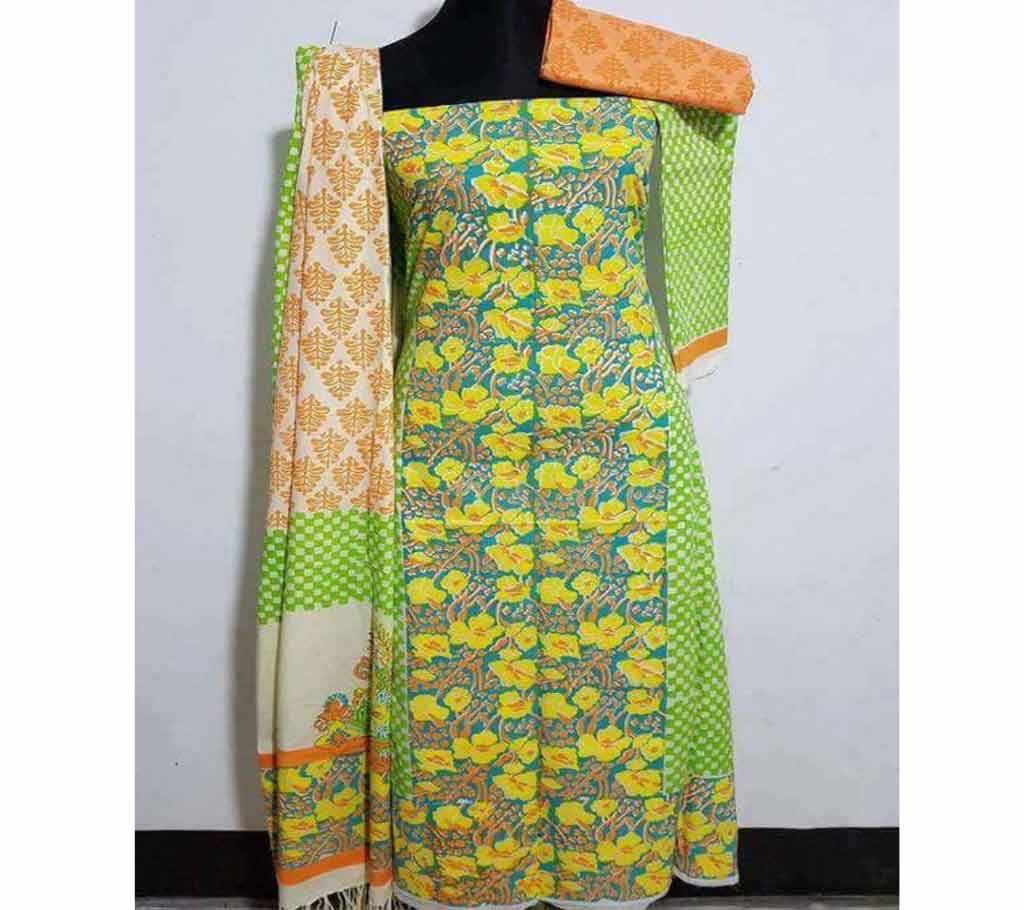 Unstitched Cotton Three Piece Dress - Copy বাংলাদেশ - 744465