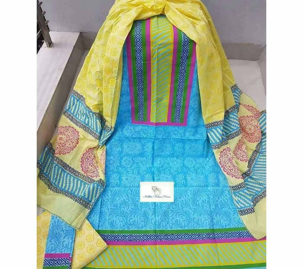 Unstitched Cotton Three Piece Dress - Copy বাংলাদেশ - 744469
