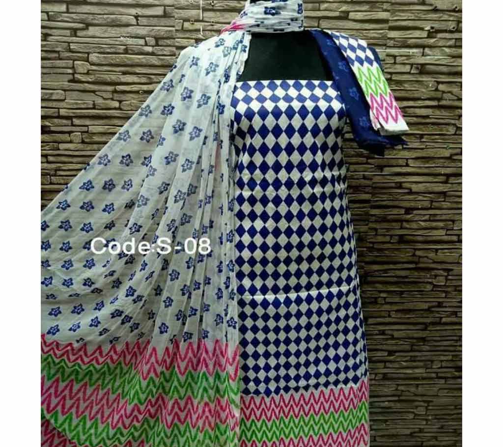 Unstitched Cotton Three Piece Dress - Copy বাংলাদেশ - 744478