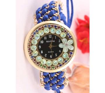 Bracelet Type Ladies Wrist Watch-Blue
