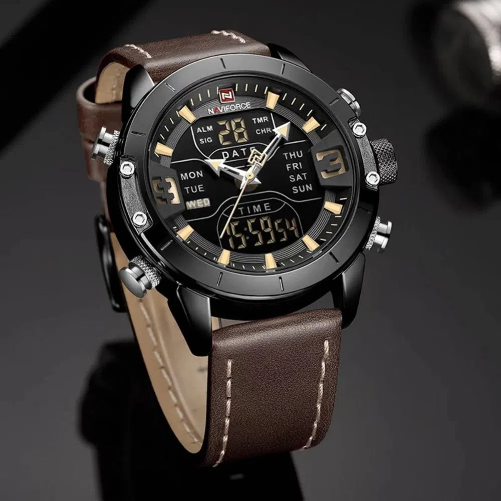 Naviforce NF9153L Watch Men Top Brand  Army Military Mens Wristwatch Waterproof Digital Quartz Sports Watches