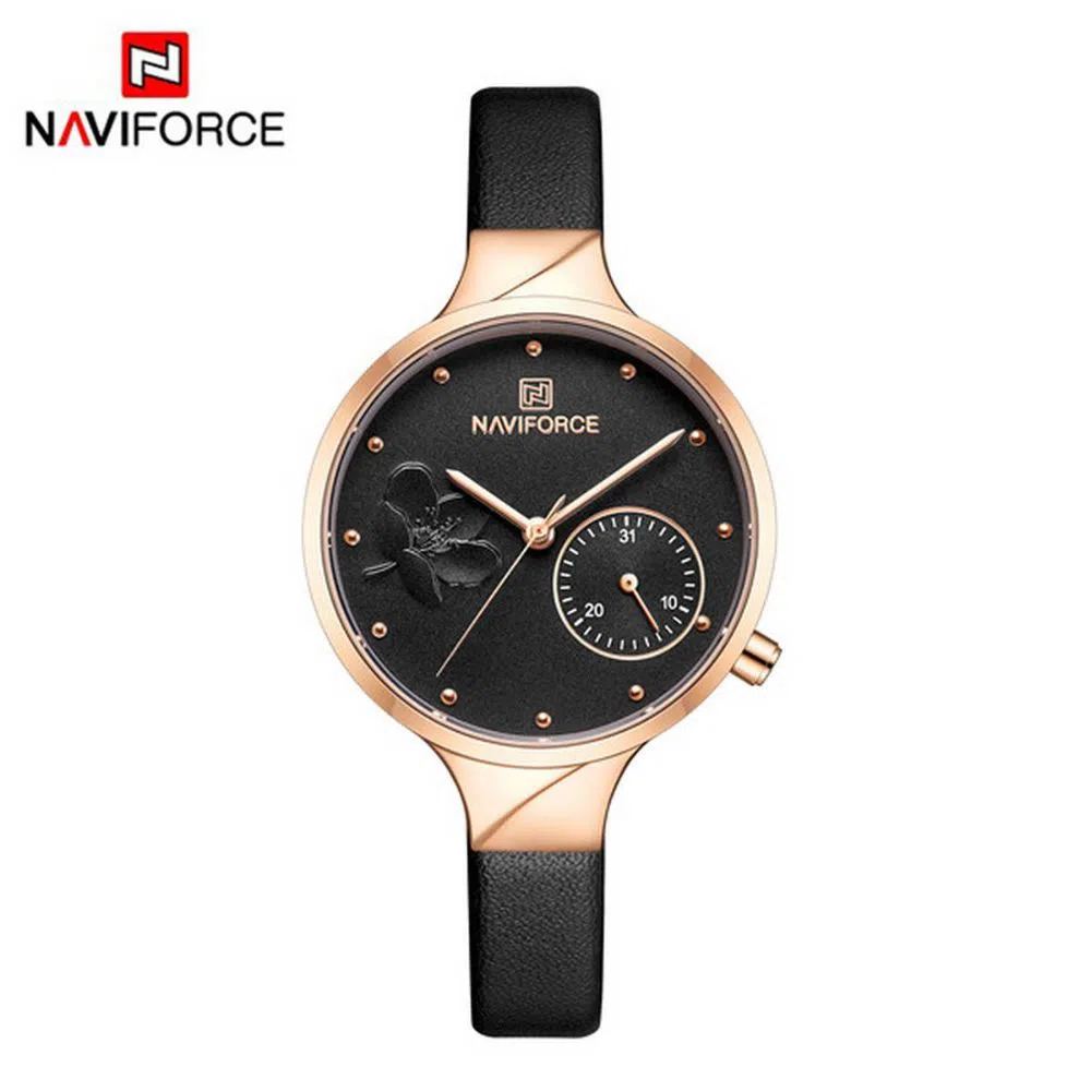 NAVIFORCE NF5001 PU Leather Sub-Dial Chronograph Watch For Women