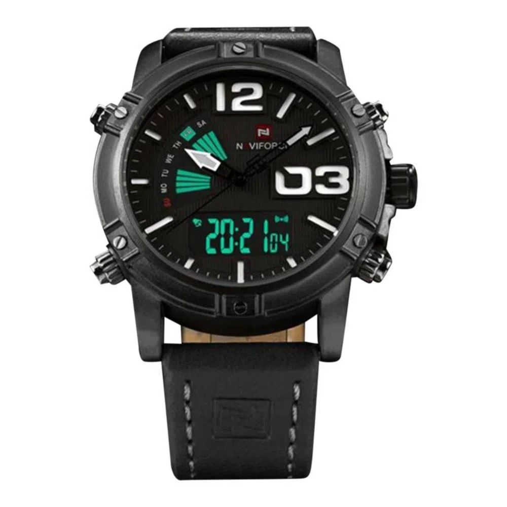 NaviForce NF9095 Digital / Analog Dual Time  Man Watch