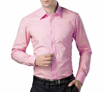 Pink Cotton Full Sleeve Shirt for Men