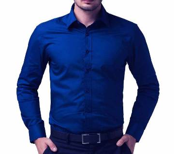 Royal Blue Cotton Full Sleeve Shirt for Men