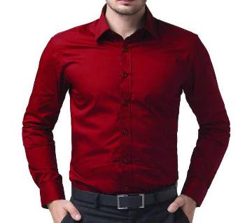 Red Cotton Full Sleeve Shirt for Men