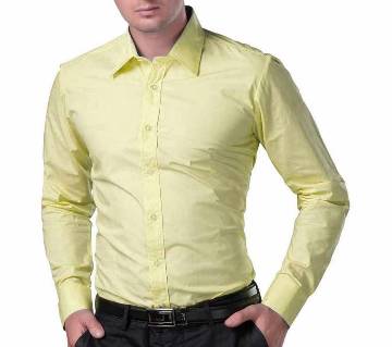 Yellow Cotton Full Sleeve Shirt for Men