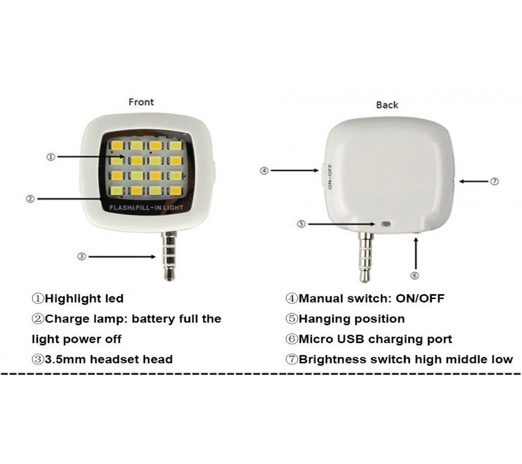 Qiku F4 সেলফি LED ফ্ল্যাশ লাইট ফর স্মার্টফোন বাংলাদেশ - 906755