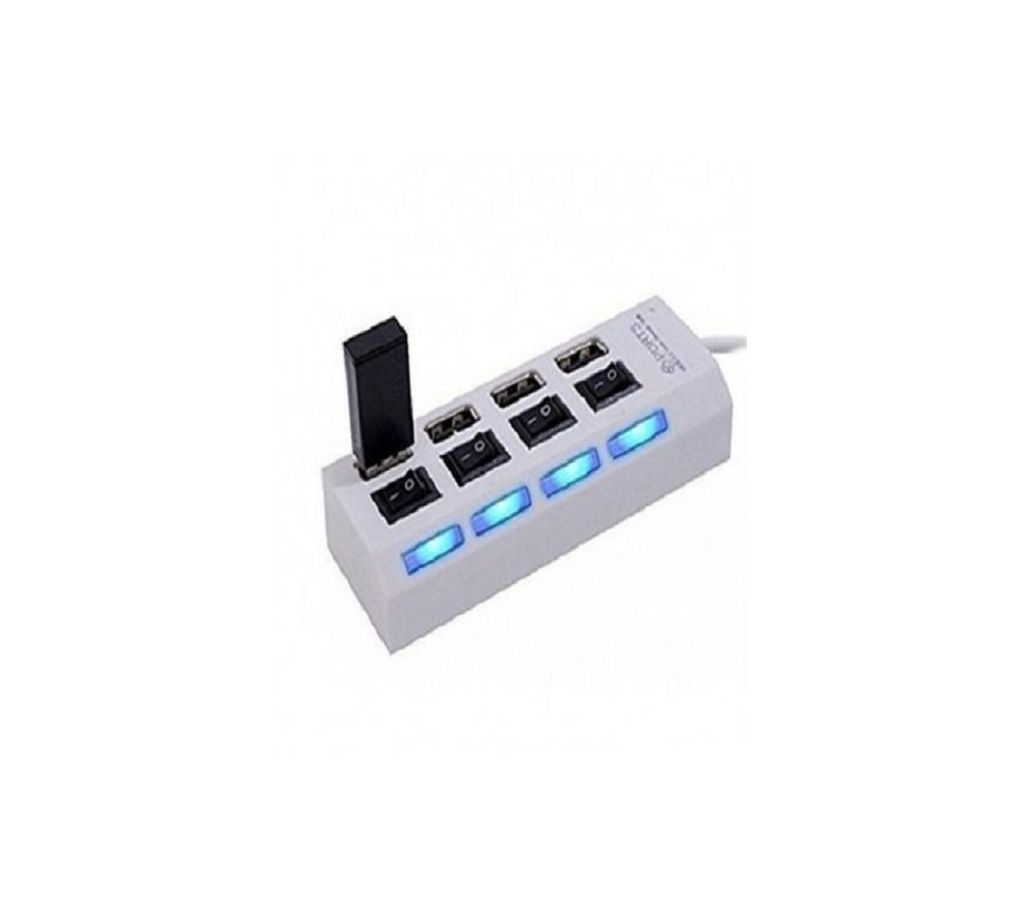 4-Port USB 2.0 হাব উইথ ইনডিভিজুয়াল পাওয়ার সুইচ - White - GNG বাংলাদেশ - 1002172