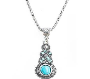 Blue Resin Silver Color Necklace 