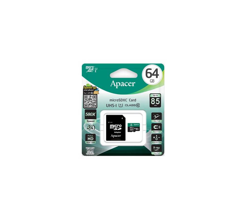 APACER MicroSDXC CLASS10 মেমোরি কার্ড - 64GB বাংলাদেশ - 777714