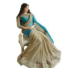 Indian Waitless Georgette Replica  Sharee With Blouse Pcs,