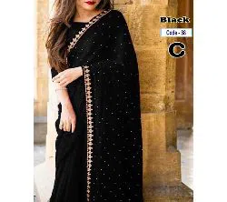 Indian Waitless Georgette Replica  Sharee With Blouse Pcs3