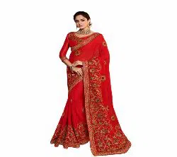 Indian Waitless Georgette Replica  Sharee With Blouse Pcs9