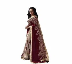 Indian Waitless Georgette Replica  Sharee With Blouse Pcs11