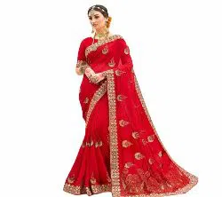 Indian Waitless Georgette Replica  Sharee With Blouse Pcs14