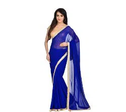 Indian Waitless Georgette Replica  Sharee With Blouse Pcs16