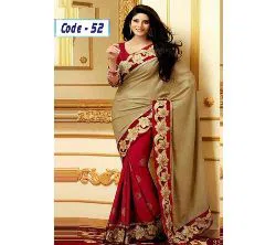 Indian Waitless Georgette Replica  Sharee With Blouse Pcs-5