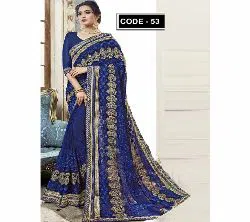 Indian Waitless Georgette Replica  Sharee With Blouse Pcs-6