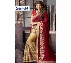 Indian Waitless Georgette Replica  Sharee With Blouse Pcs-7