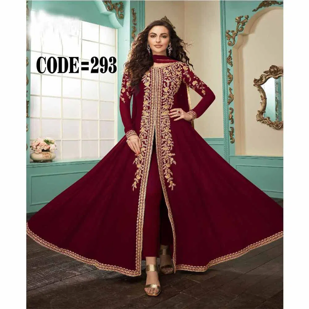 Indian Replica Unstitched Gown Maroon