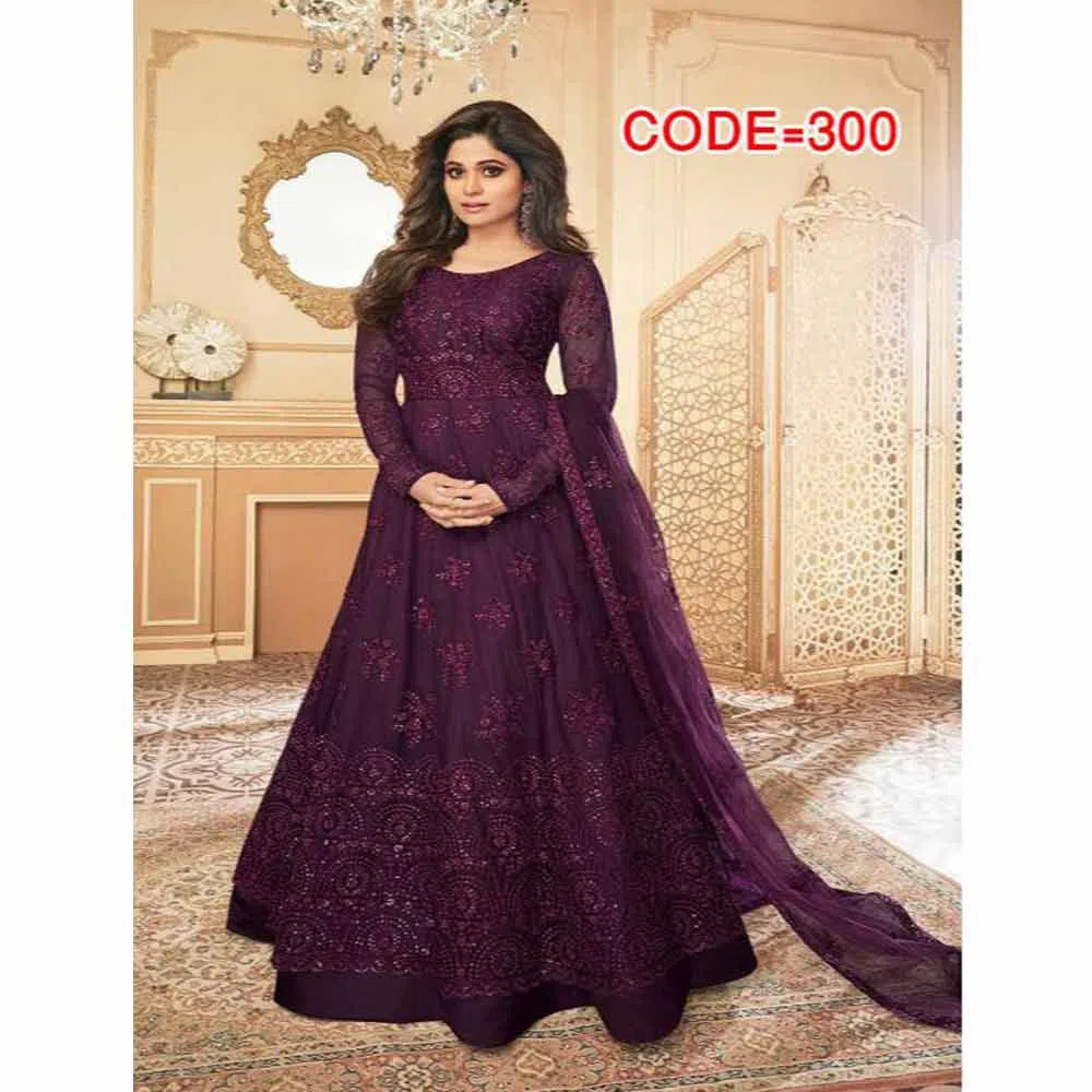 Indian Replica Unstitched Gown Purple