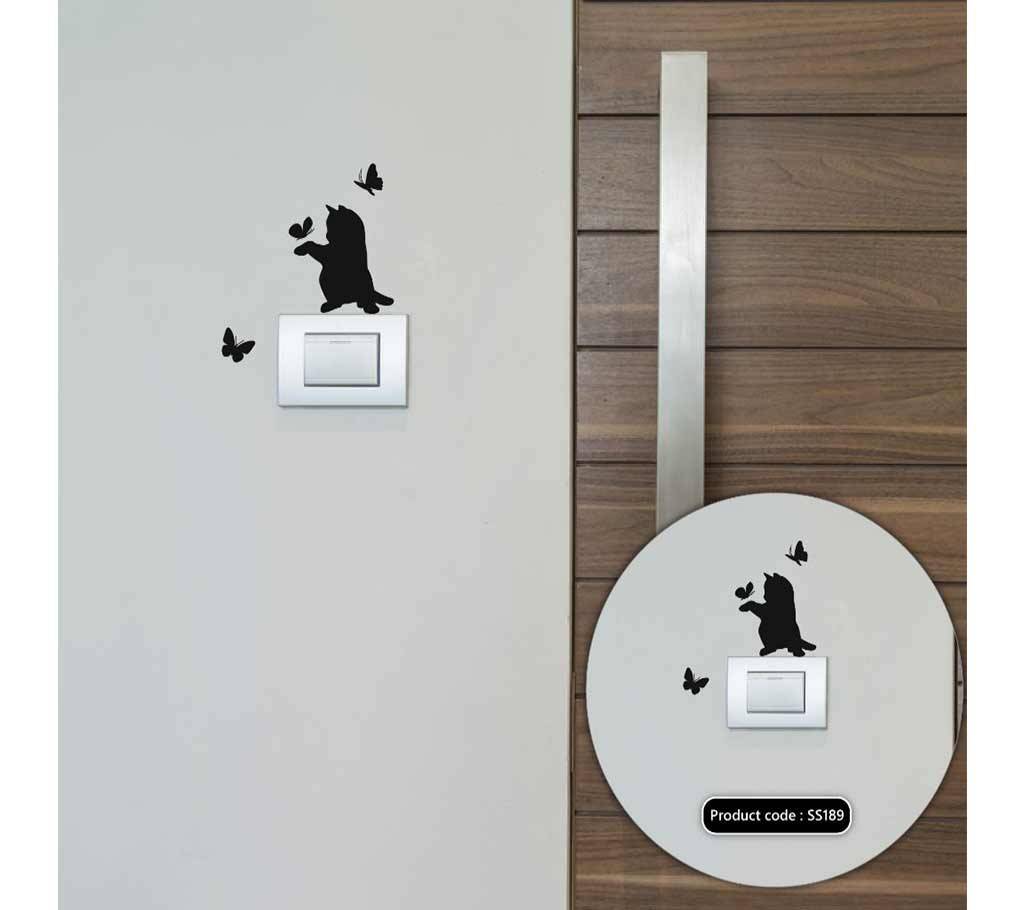 Cat - Butterfly Switch & Socket Vinyl Decals Removable Wall Sticker - DDecorator বাংলাদেশ - 899035