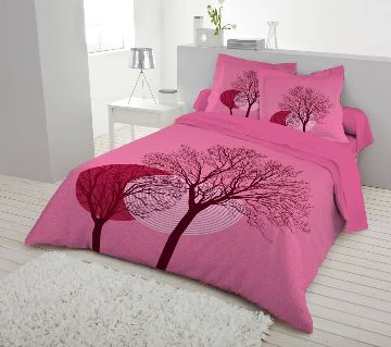 Double Size 7.5×8 Feet Cotton Bed Sheet & Pillow Cover Set - Pink Color