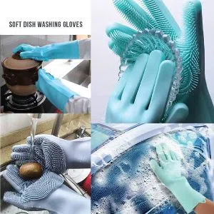  Silicone Dish Washing Kitchen Magic Hand Gloves_(2pcs)