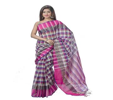 Check Coton Saree Butics Works 13 Hat With Blouse