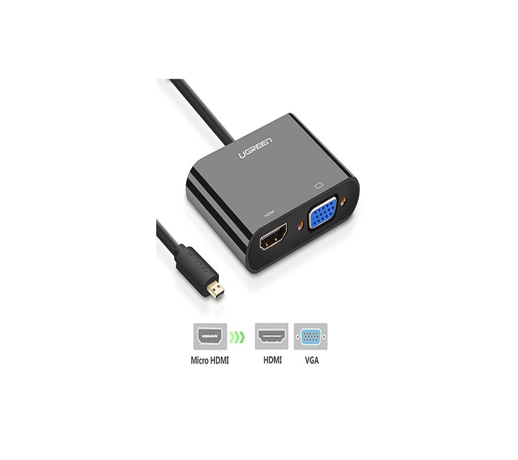 UGREEN micro HDMI to HDMI+VGA Adapter black ABS বাংলাদেশ - 916248
