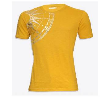 Cotton half sleeve t-shirt for men -yellow