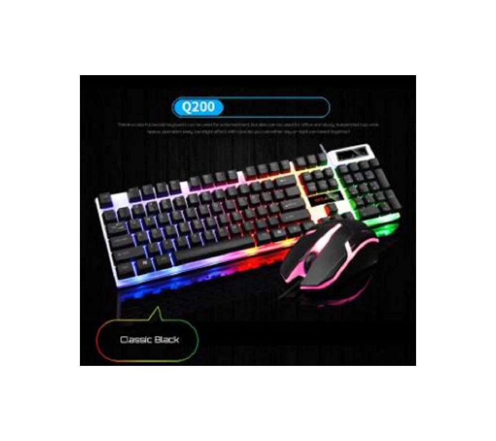 গেমিং কী বোর্ড মাউস L-Tech GCLEXUS Q200 104 keys with LED Backlit Mechanical Feel for PC Gamers Keyboard Mouse বাংলাদেশ - 937610