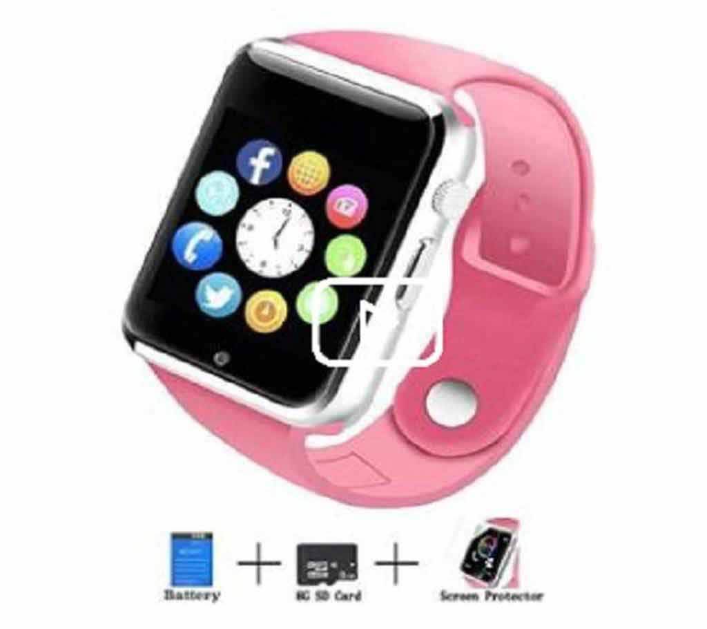 A1 Smart Watch iOS and সিম সাপোর্টেড এনড্রয়েড ম্যাট - পিঙ্ক বাংলাদেশ - 939446