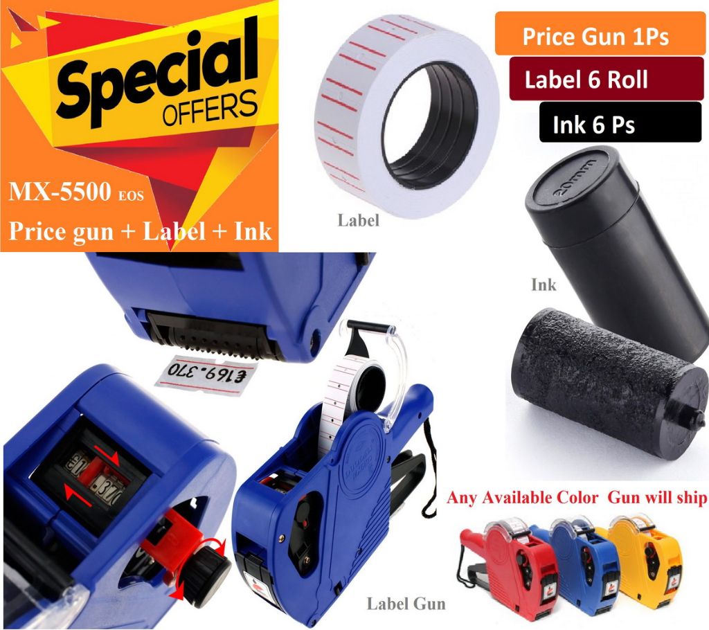 প্রাইস ট্যাগ লেবেলার মেশিন  MX5500-EOS with 6 Ps Label Roll and 6 Ps Ink in Also Free 1 Pcs Extra Ink total 14 pcs combo pack বাংলাদেশ - 1157298