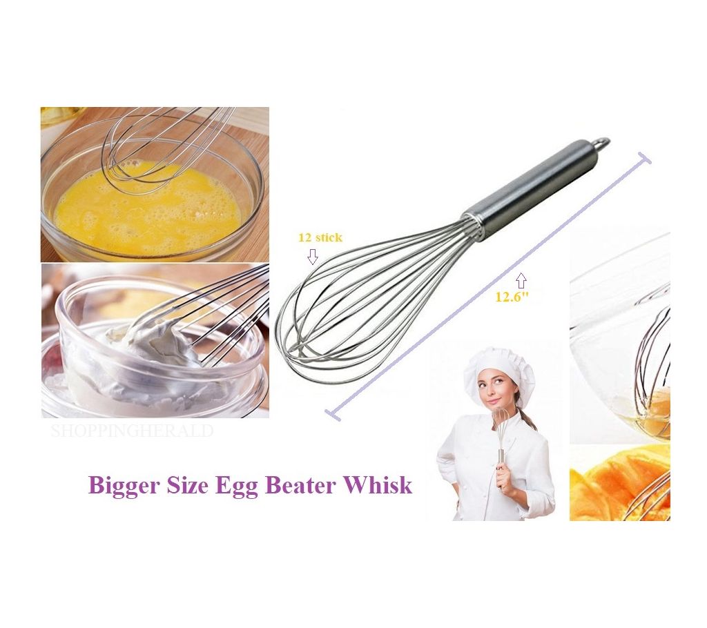Bigger Size kitchen whisk এগ বিটার  egg whisk stainless steel Origin China your perfect hand manual Blender বাংলাদেশ - 1157873